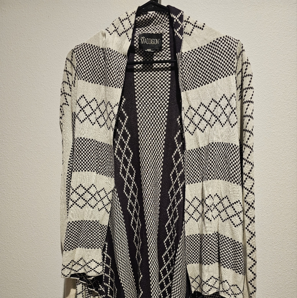 Women's medium cream and chocolate brown cardigan
